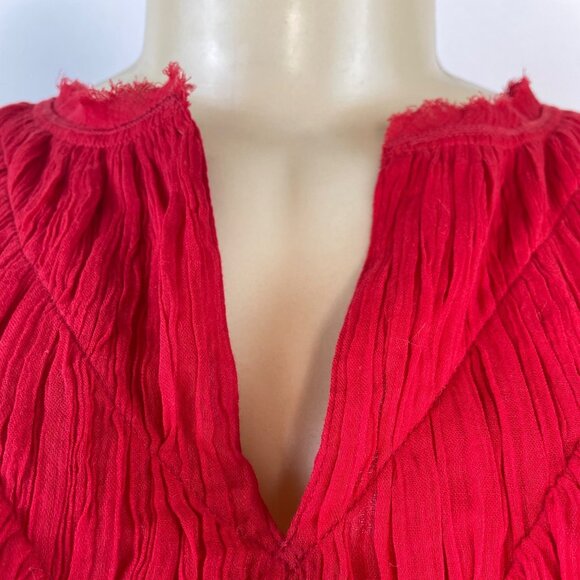 Free People Women's Red FP One Lose & Light Top With Split Neckline Sz S/P - Picture 4 of 7